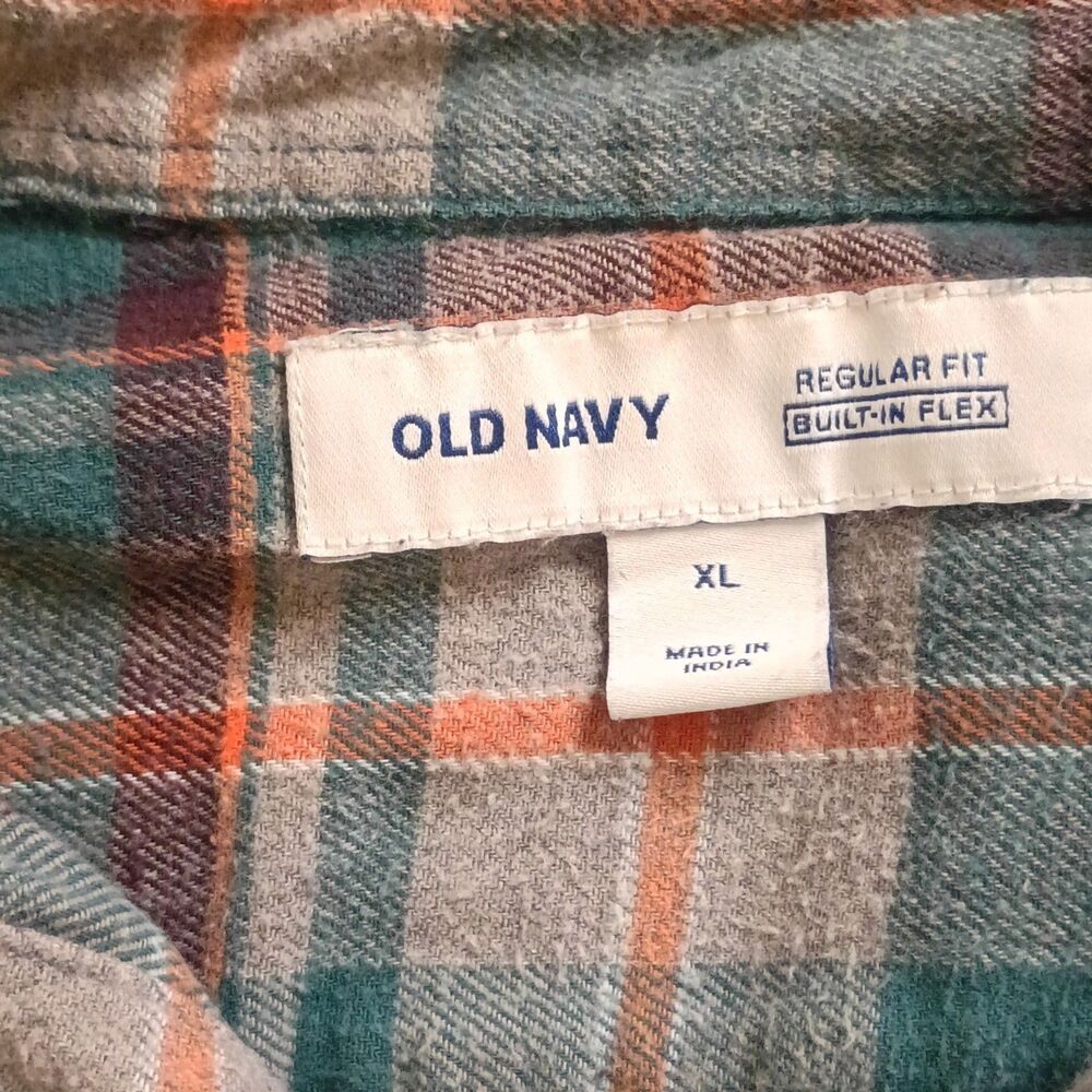 Old Navy Built-In Flex Men’s XL Plaid Flannel Long Sleeve Button-Up Shirt - Picture 6 of 6